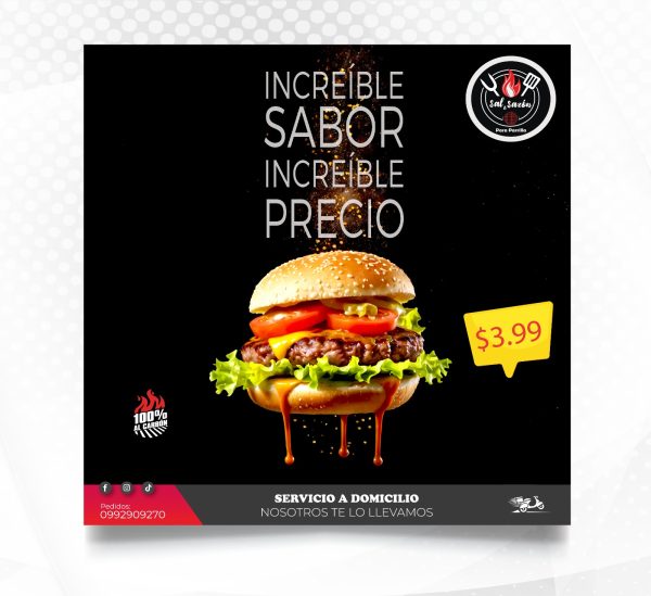 Hamburguesa 100% al carbón